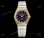 GF Factory Swiss Replica Omega Constellation Two Tone Ladies Watch With Black Aventurine Dial